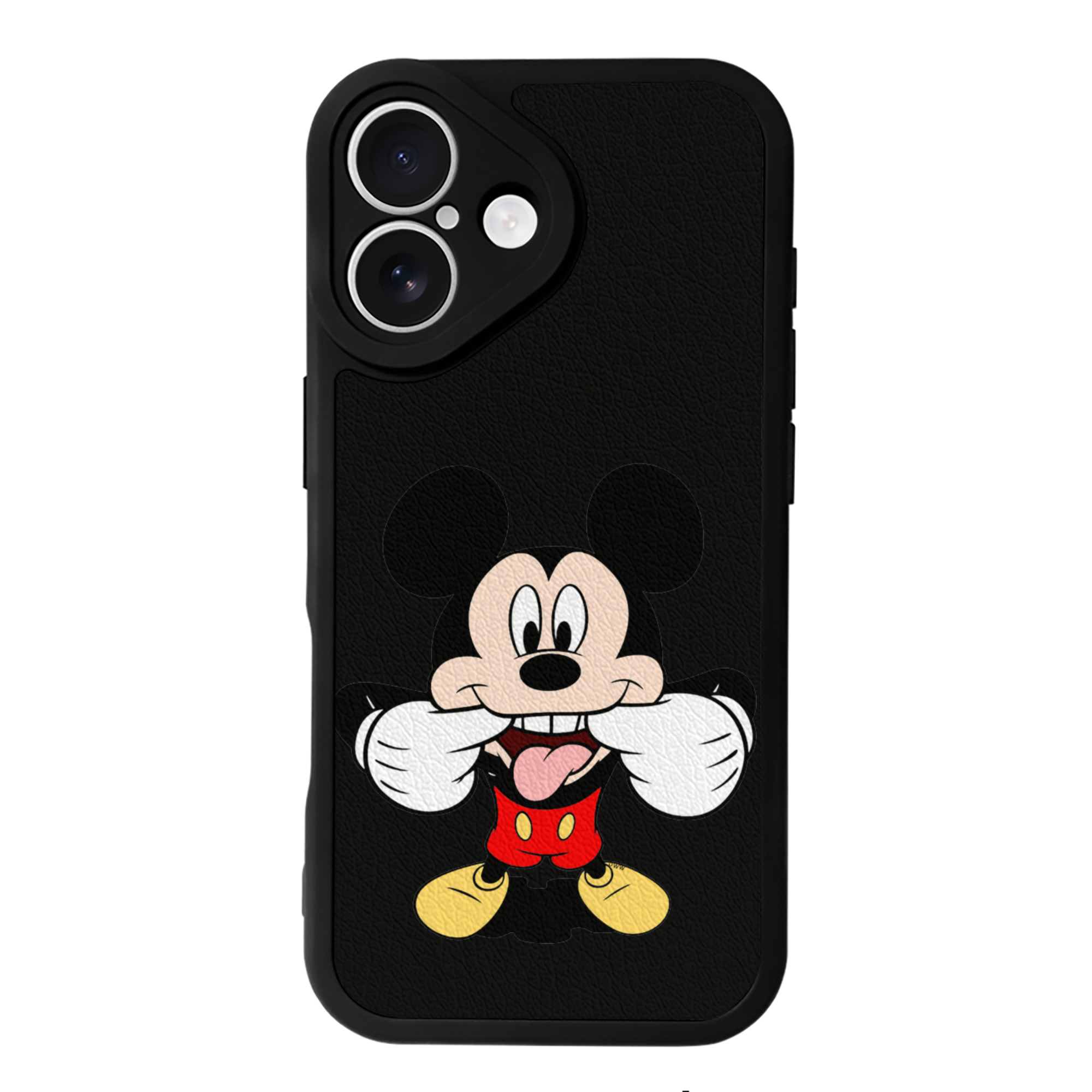 （画像用） ミッキーマウス Mickey Mouse 【iPhone 16シリーズ対応】シリコンスマホケース（レザー調） 材質：シリコン